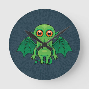 Reloj Redondo Mediano Monstruo de Cthulhu Verde