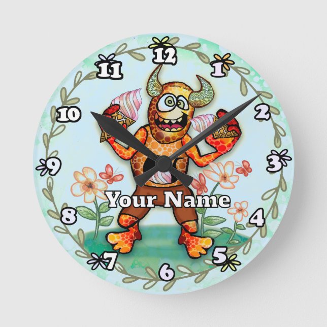 Reloj Redondo Mediano Monstruo de Helado (Anverso)