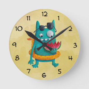 Reloj Redondo Mediano Monstruo de la playa del verano