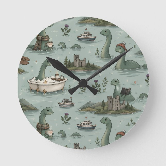 Reloj Redondo Mediano Monstruo del lago Ness (Anverso)