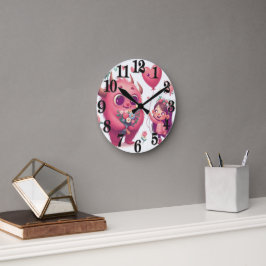 Reloj Redondo Mediano Monstruo Rosa y la Niña Pequeña