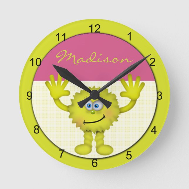 Reloj Redondo Mediano Monstruo verde lindo (Anverso)