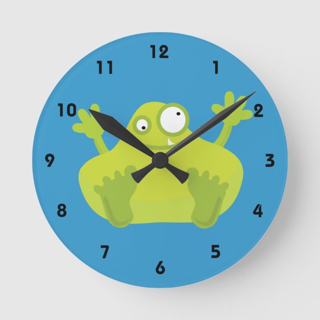 Reloj Redondo Mediano Monstruo verde lindo (Anverso)