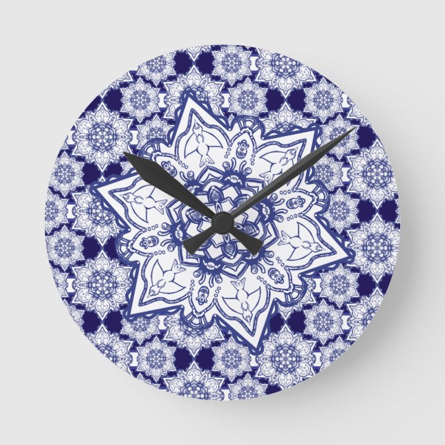 Reloj Redondo Mediano Monstruos de china azul (Anverso)