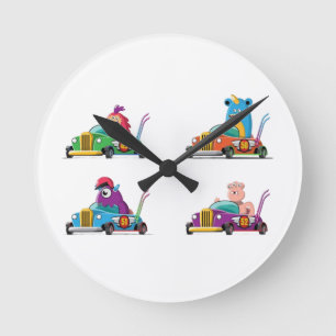 Reloj Redondo Mediano Monstruos de dibujos animados lindos corriendo coc