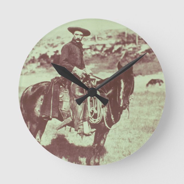 Reloj Redondo Mediano Montana Cowboy, c.1880 (b/w photo) (Anverso)