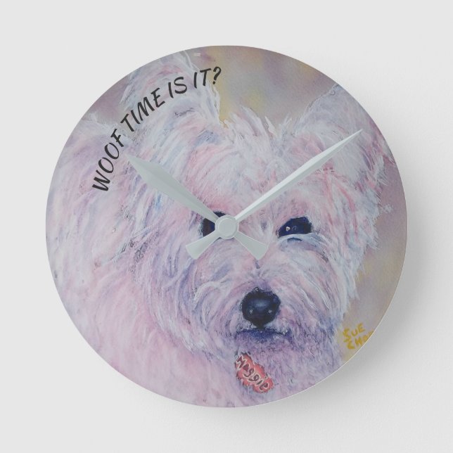 RELOJ REDONDO MEDIANO MONTAÑA DEL OESTE BLANCA TERRIER (Anverso)