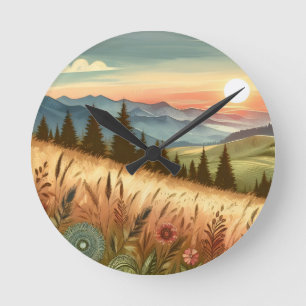 Reloj Redondo Mediano Montaña Forest Hills Country Nature iPhone Case