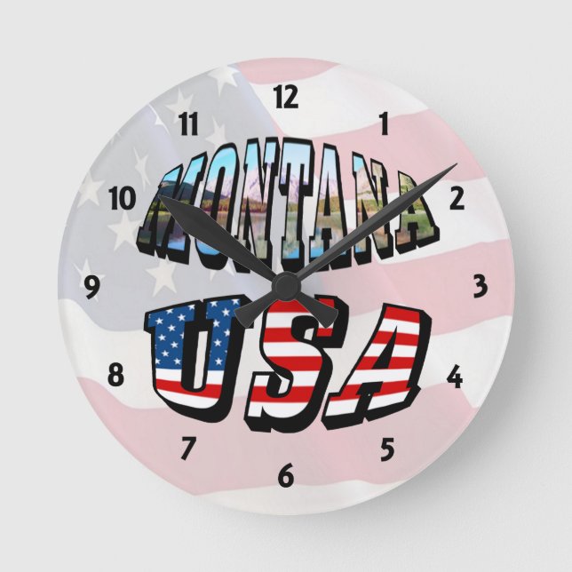 Reloj Redondo Mediano Montana Picture y US Text Clock (Anverso)