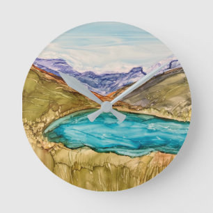 Reloj Redondo Mediano Montañas con lago