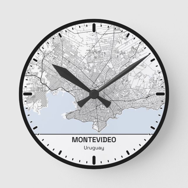 Reloj Redondo Mediano Montevideo Clock City Line Art (Anverso)