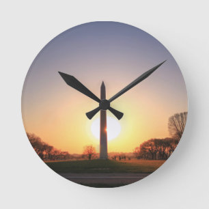 Reloj Redondo Mediano Monumento a Washington al atardecer