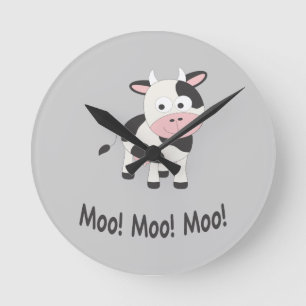 Reloj Redondo Mediano Moo Moo Moo Cute Cartoon Cow