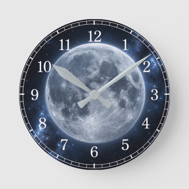 Reloj Redondo Mediano Moon Wall Clock — Space-Inspired Design (Anverso)