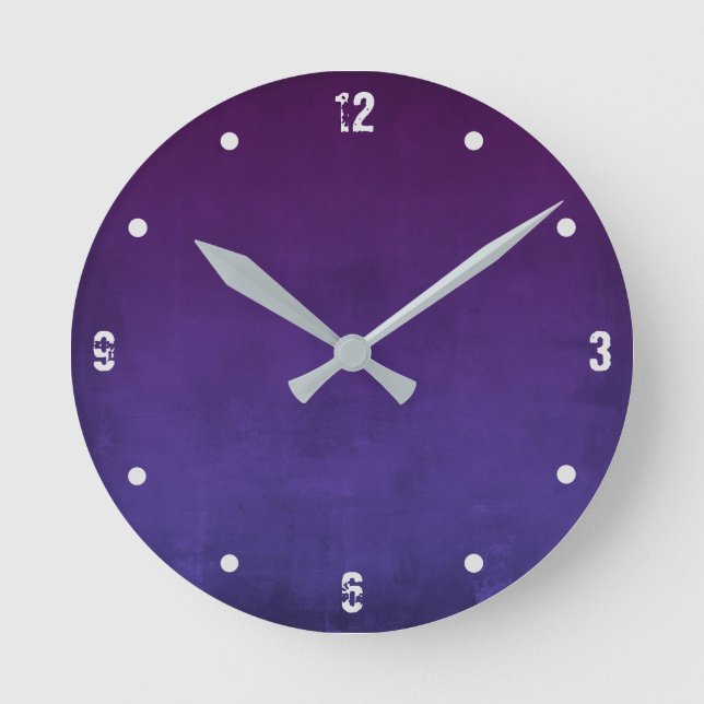 Reloj Redondo Mediano Morado Azul Moderno Rústico Oscuro Resumen (Anverso)