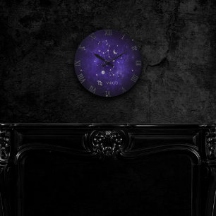 Reloj Redondo Mediano Morado Virgo Zodiac Horoscopio de Astrología cós