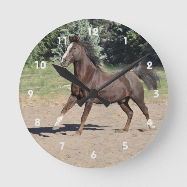 Reloj Redondo Mediano Morgan Horse Running Wall Clock (Anverso)