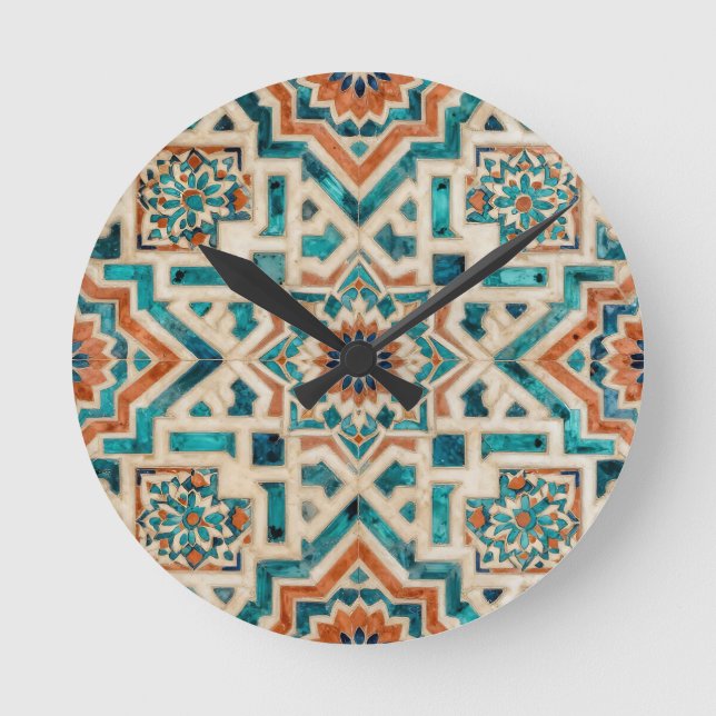 Reloj Redondo Mediano Moroccan Mosaic Pattern (Anverso)