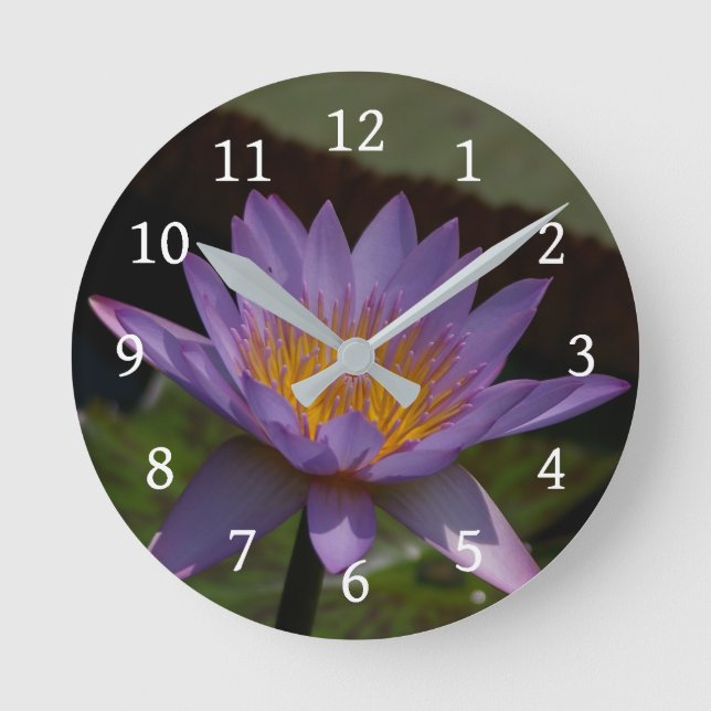 Reloj Redondo Mediano Morple Lotus Waterlily (Anverso)