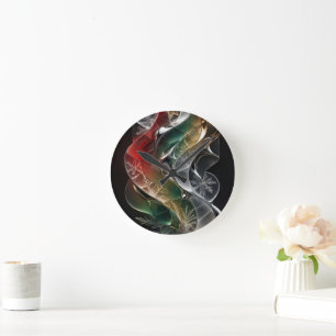 Reloj Redondo Mediano Mosaico abstracto de Navidad futurista fluido 