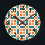 Reloj Redondo Mediano Mosaico Art Deco<br><div class="desc">Este reloj de pared tiene un diseño art deco de hexagones,  pentagones,  cuadrados,  líneas diagonales que parecen un mosaico.</div>