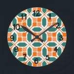 Reloj Redondo Mediano Mosaico Art Deco<br><div class="desc">Este reloj de pared tiene un diseño art deco de hexagones,  pentagones,  cuadrados,  líneas diagonales que parecen un mosaico.</div>