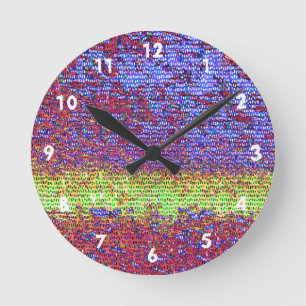 Reloj Redondo Mediano Mosaico morado y amarillo