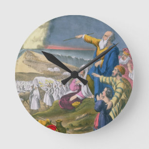 Reloj Redondo Mediano Moses que divide el Mar Rojo, de una biblia
