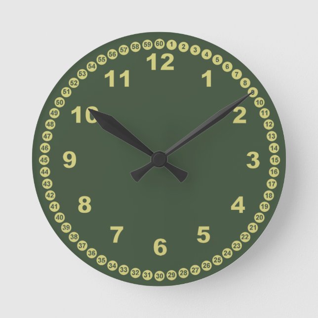 Reloj Redondo Mediano Mossy Green Wall Clock (Anverso)