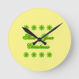 Reloj Redondo Mediano Mostrar tus Navidades Giney El regalo de Zazzle de