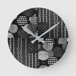 Reloj Redondo Mediano Motif africano contemporáneo