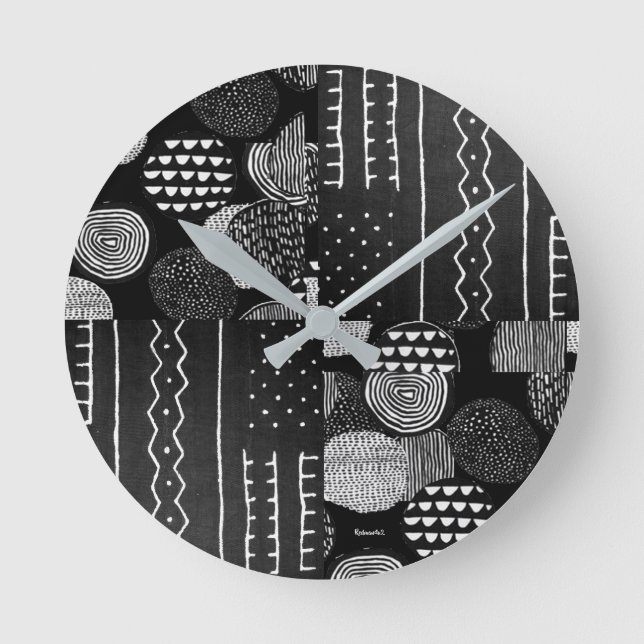 Reloj Redondo Mediano Motif africano contemporáneo (Anverso)