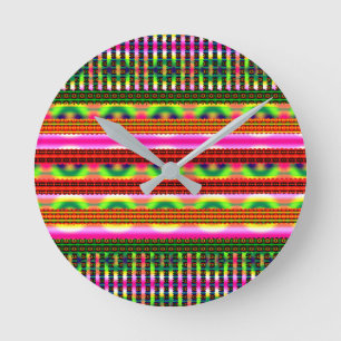 Reloj Redondo Mediano Motivo geométrico vintage pastel