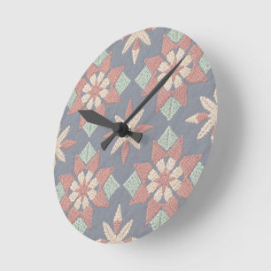 Reloj Redondo Mediano Motivos de bordado folclórico bohemio