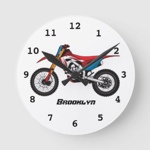 Reloj Redondo Mediano Moto de moto de tierra roja