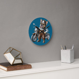 Reloj Redondo Mediano Motocicleta French Bulldog French Bulldog