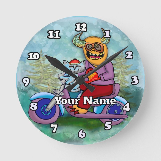Reloj Redondo Mediano Motorcycle Monster (Anverso)