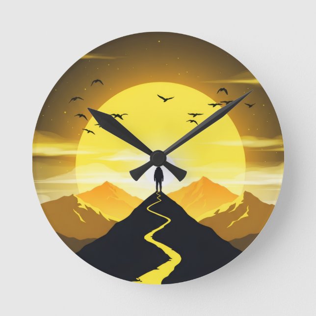 Reloj Redondo Mediano Mountain Peak Silhouette with a winding. Pedestal (Anverso)