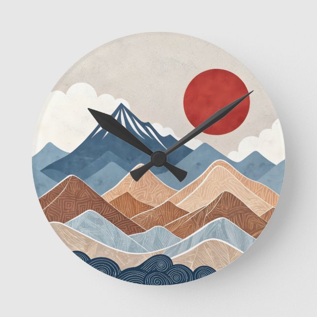 Reloj Redondo Mediano Mountains Sunset Beauty (Anverso)