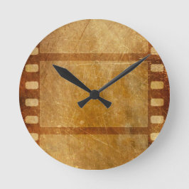 RELOJ REDONDO MEDIANO MOVIE REEL ANTIGUO MOVIMIENTO GRUNGE GOLD BACKGROU