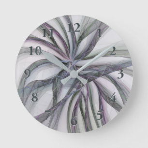 Reloj Redondo Mediano Movimientos de filigrana moderno abstracto fractal