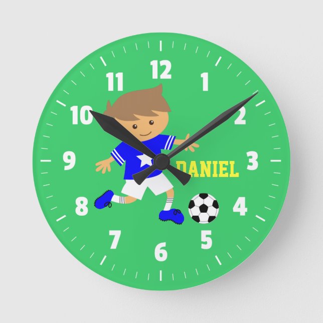 Reloj Redondo Mediano Muchacho de la estrella de fútbol, tema del fútbol (Anverso)