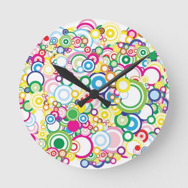 Reloj Redondo Mediano Muchos círculos vivos (Anverso)
