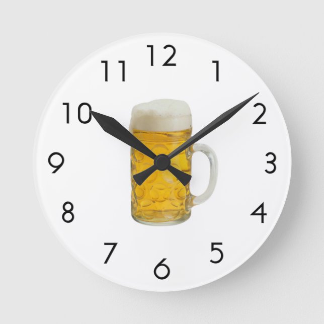 Reloj Redondo Mediano Mug de cerveza (Anverso)