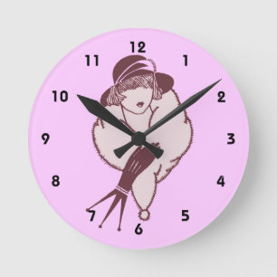 Reloj Redondo Mediano Mujer con Estola de Piel Art Déco