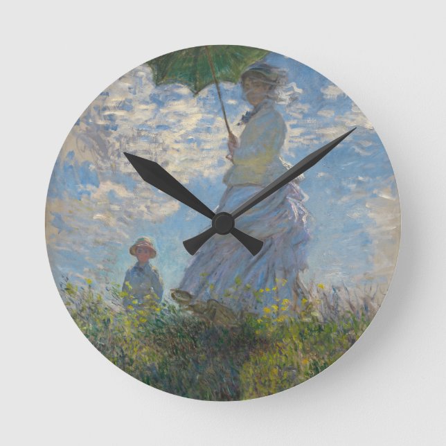 Reloj Redondo Mediano Mujer de Monet con una sombrilla (Anverso)