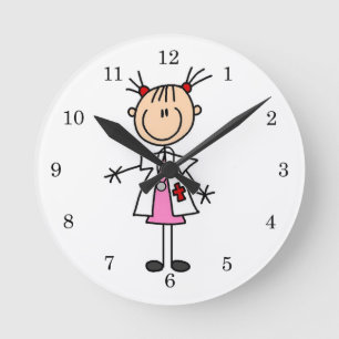Reloj Redondo Mediano Mujer Médico Figura de Palitos