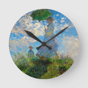 Reloj Redondo Mediano Mujer Monet Paraguas Impresionismo