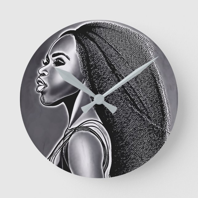 Reloj Redondo Mediano Mujer negra. (Anverso)