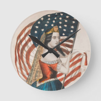 Reloj Redondo Mediano Mujer patriota americana | Bandera americana | 250